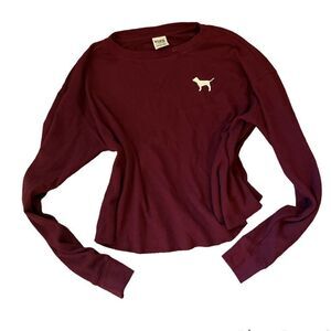 Victoria’s Secret PINK maroon cropped long sleeve thermal